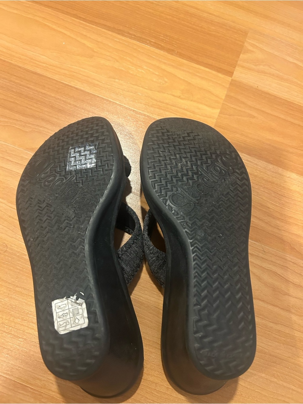 Women's Skechers Black Slip-On Platform Sandals